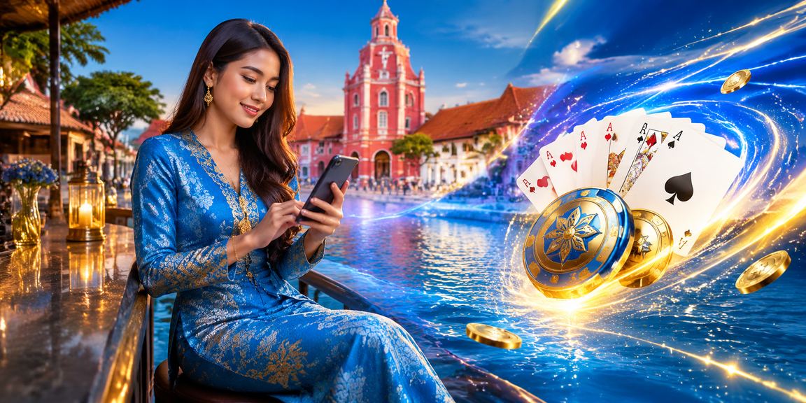 Remaja bermain Teen Patti di Malacca dengan pakaian tradisional